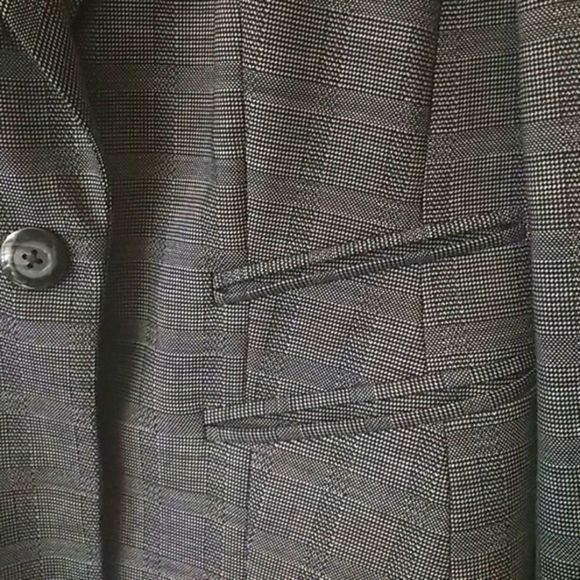 Ellen Tracy Single Button Windowpane Plaid Wool Blazer size 10 - Picture 5 of 5